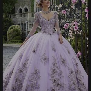 Lavender Purple Morilee  34024 Quinceanera Wedding 3D Ball Gown Dress Sleeves 14
